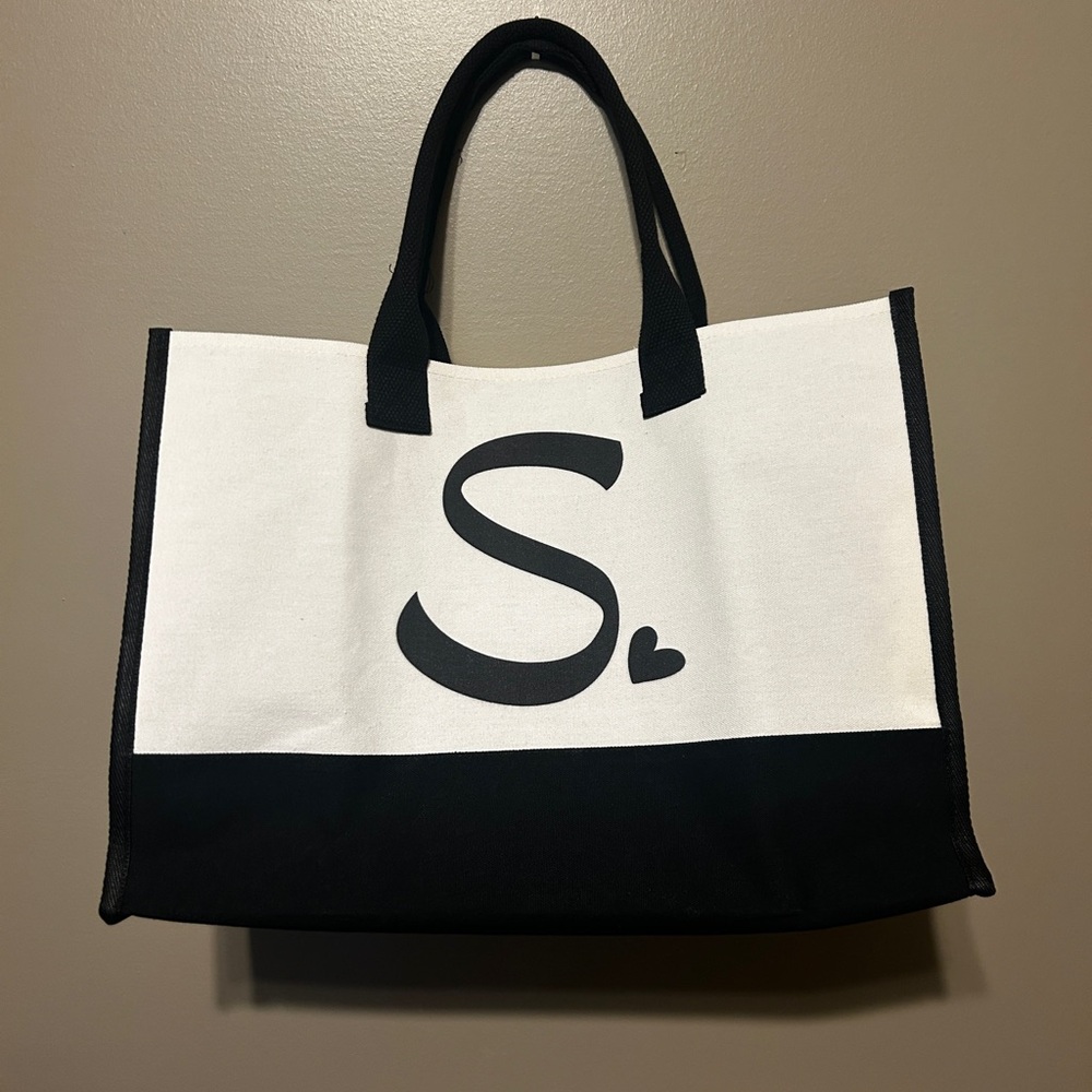 Stylish Black and White Canvas Tote Bag